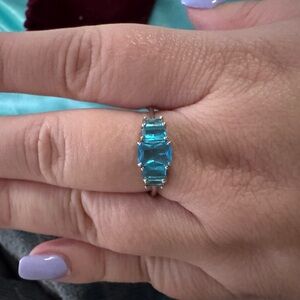 Elegant Blue Gemstone Silver Ring